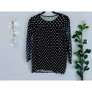 Lands’ End Girls Black Polka Dot Long Sleeve Dress Casual M 10-12
